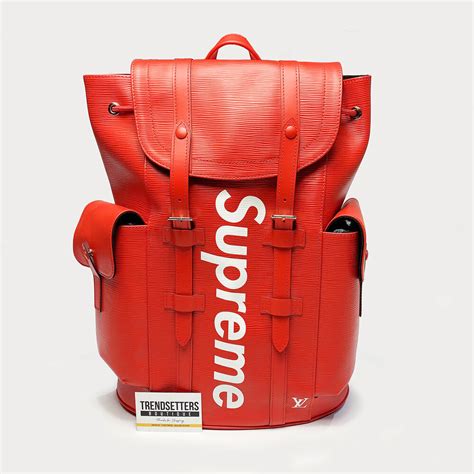 red lv supreme bag